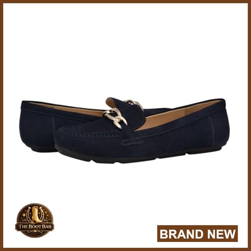 Suede Loafers with Chain Detail Slip-On Comfort Work to Weekend - Picture 6 of 6